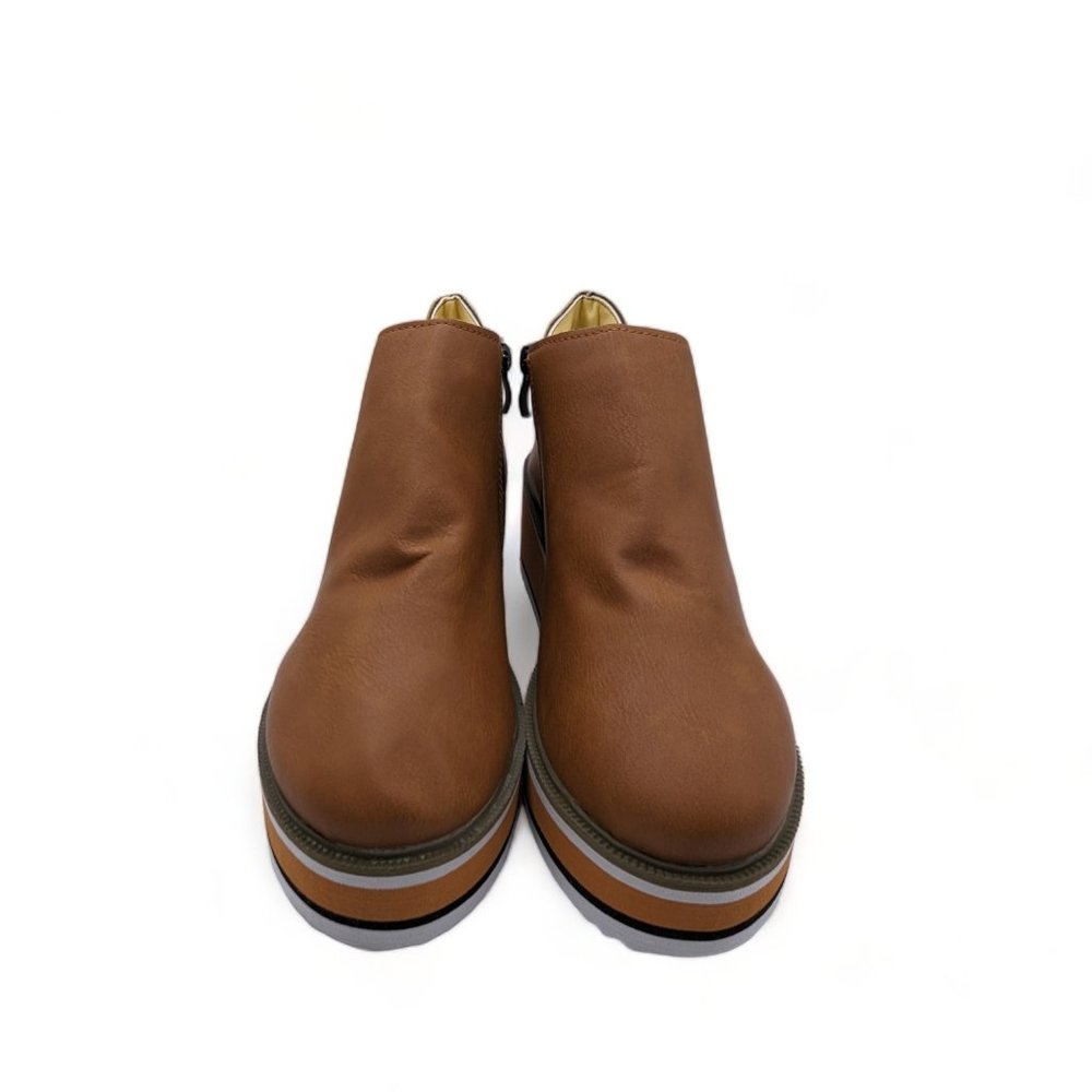 Tan Platform Zip-up Women's Booties Size 8 NEW - Picture 5 of 7